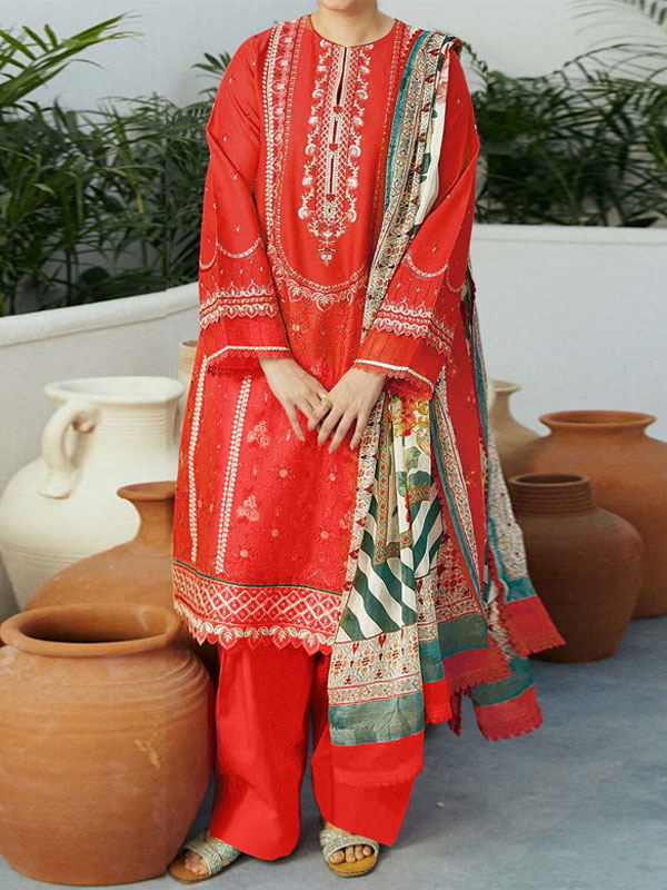 Heavy Embroidered Lawn Dress With Digital Printed Zari Dupatta (Unstitched) (DRL-2062)	