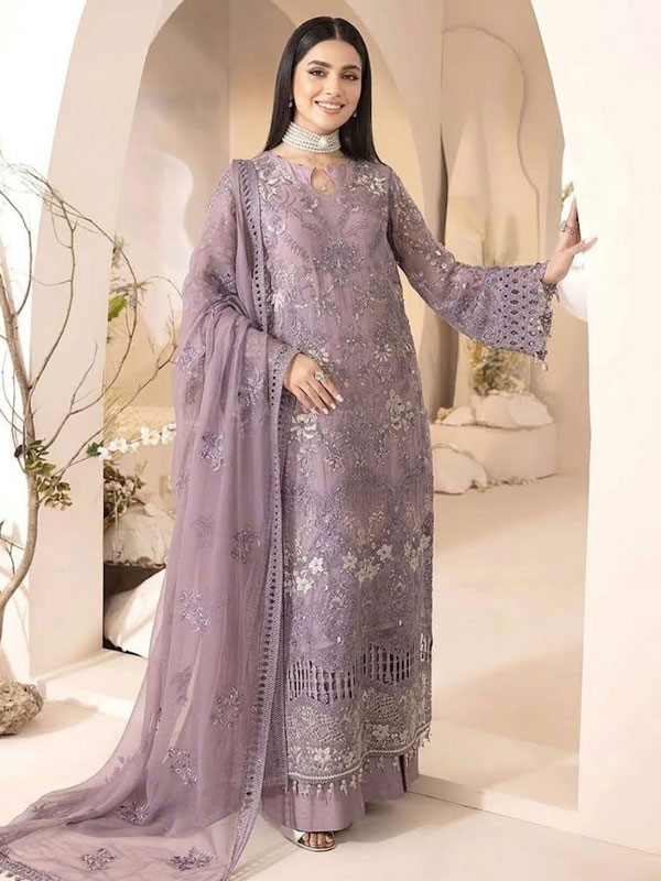 Elegant Chiffon Heavy Wedding Dress With Chiffon Embroidery Dupatta With 4 Embroidery Bunches  (Unstitched) (CHI-1134)