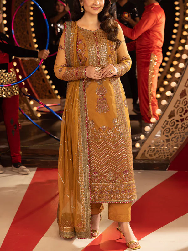 Heavy Sequence Embroidered Chiffon Dress With Chiffon Embroidered Dupatta (Unstitched) (CHI-1003)