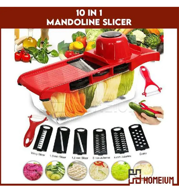 High Quality 10 In 1 Mandoline Slicer Vegetable Grater, Cutter with Stainless Steel Blades