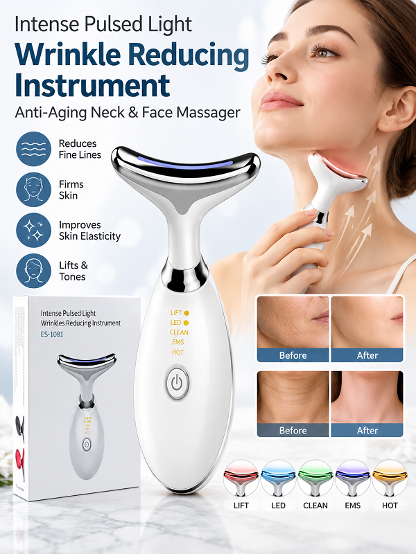 Intense Pulsed Light Wrinkle Reducing Instrument – Anti-Aging Neck & Face Massager (ES-1081)