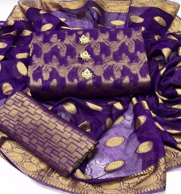 Jacquard Banarsi Cotton Lawn with Cotton Jacquard Dupatta (Unsicthed) (DRL-1693)	