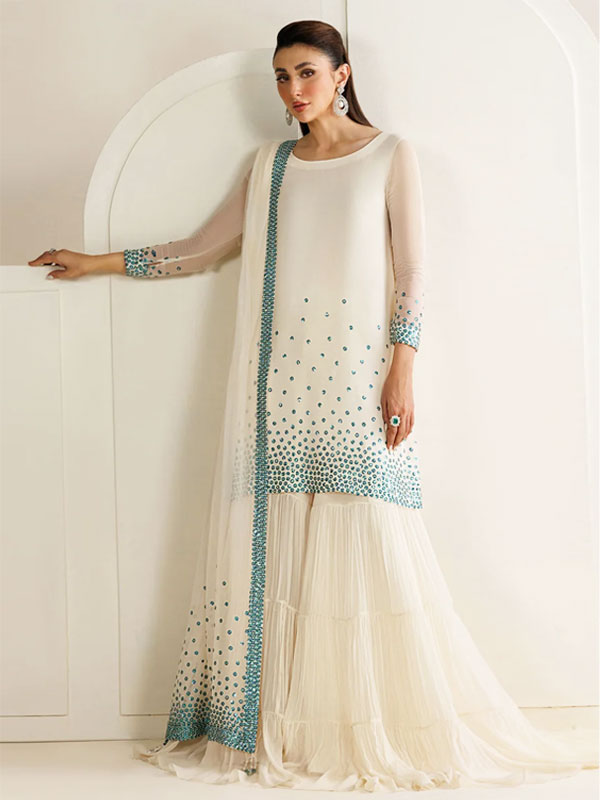 JAZMIN Heavy Embroidered Chiffon Dress With Embroidered Chiffon Dupatta (Unstitched) (CHI-1118)