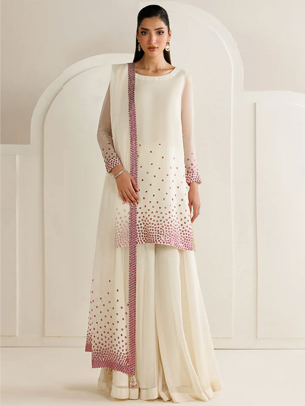 JAZMIN Heavy Embroidered Chiffon Dress With Embroidered Chiffon Dupatta (Unstitched) (CHI-1119)