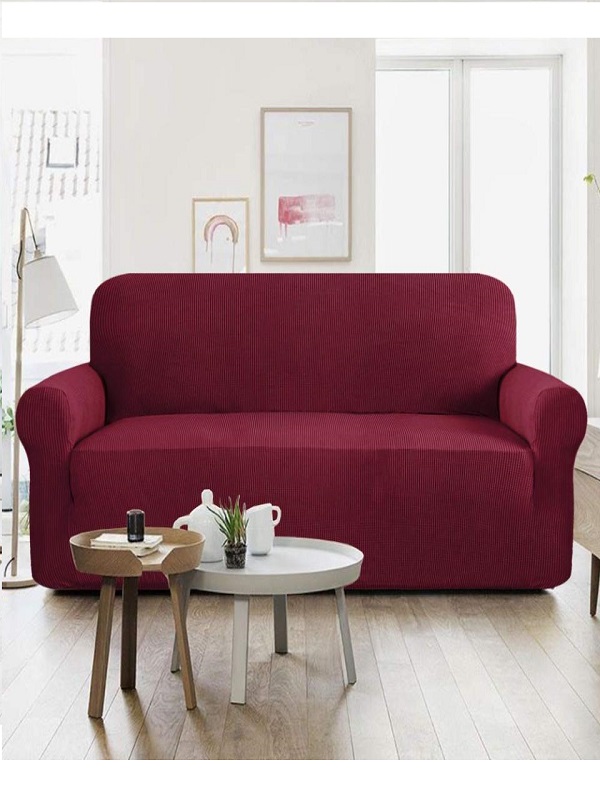 Jersey Sofa Covers Protector Slipcover - 7 Seater Standard Size - Maroon 3+2+1+1