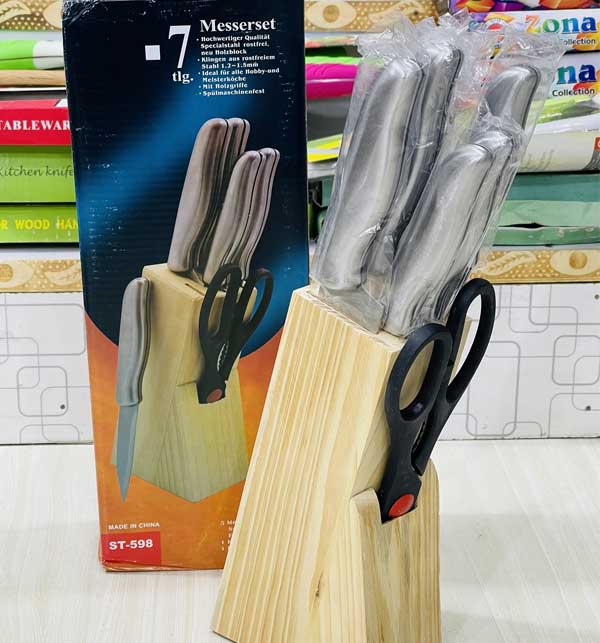 Kitchen Knife Set, Cooking Knives with Shears & Sharpener (KS-14)