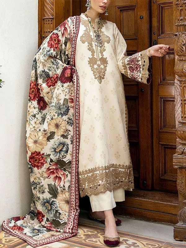 Latest All-Over Print Embroidered Lawn Dress 2025 with Chiffon Dupatta (Unstitched) (DRL-2224)