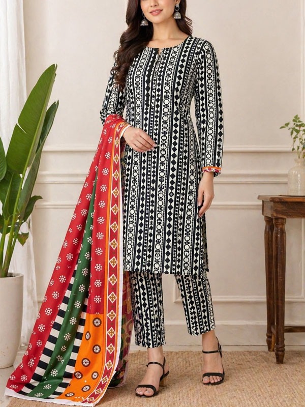 Latest Digital Printed Lawn Dress With Printed Dupatta Printed Trouser (Unstitched) (DRL-2446)