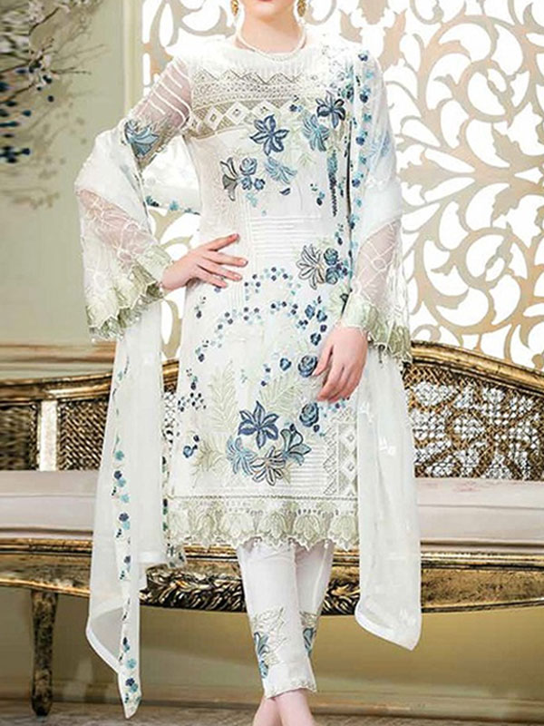 Luxury LAWN Latest Embroidered Lawn Dress With Bamber Chiffon Duppata (UnStitched) (DRL-1341)