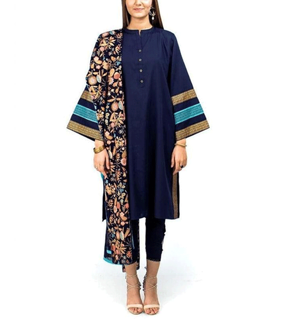 Latest Dhanak Embroidered Dress With Dhanak Embroidered Shawl (Unstitched) (KD-200)