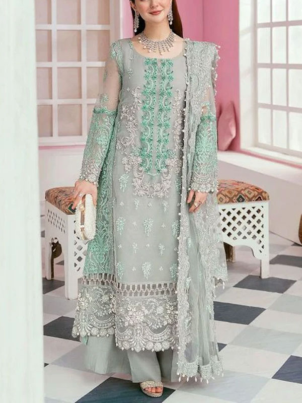 Latest Organza Embroidered Chiffon Dress With Embroidered Dupatta (UnStitched) (CHI-828)