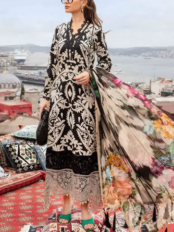 Lawn Embroidered All-Over Printed Dress with Chiffon Dupatta (Unstitched) (DRL-2314)