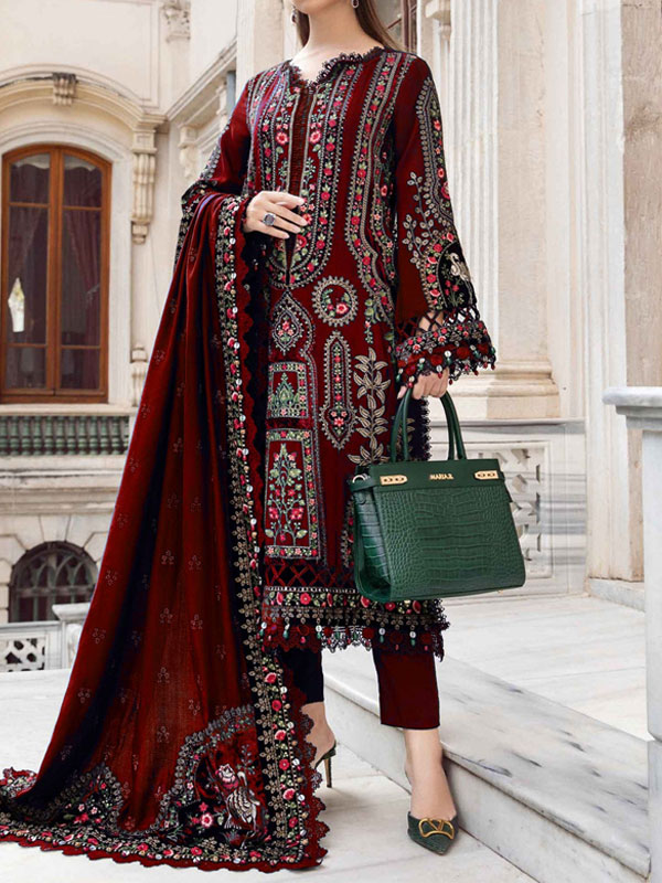 Linen Embroidered Dress With Linen Embroidered Dupatta (Unstitched) (LN-409)