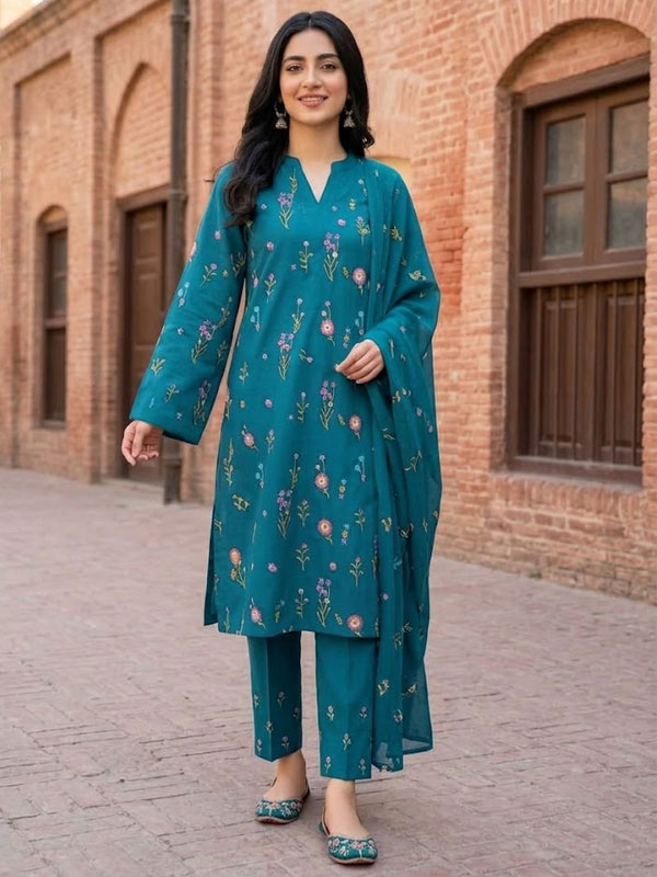 Linen Embroidered Dress With Linen Embroidered Dupatta (Unstitched) (LN-415)