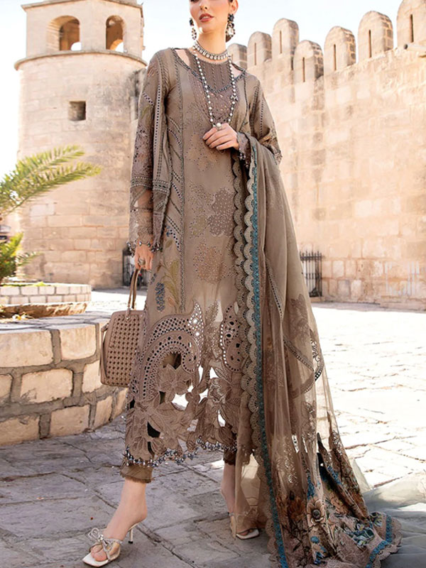 Luxurious Cut Work Organza Embroidered Dress NET Heavy Embroidered Dupatta (Unstitched) (CHI-975)