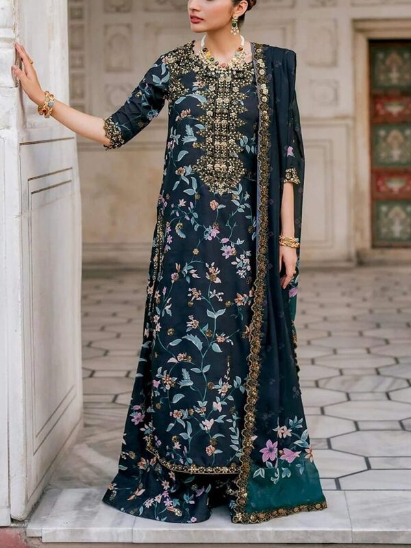 Luxurious Digital Lawn Collection Heavy Sequence Embroidery Bunches 4 Sided Embroidered Dupatta (Unstitched) (DRL-2370)