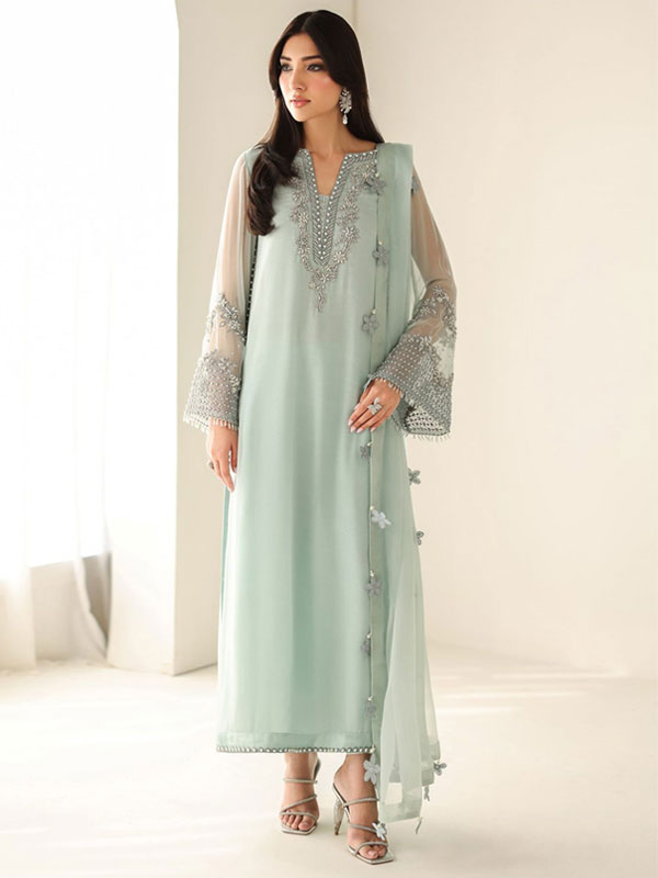 Luxury Chiffon Heavy Embroidered Dress With 4-Sided Embroidered Chiffon Dupatta (Unstitched) (CHI-1138)