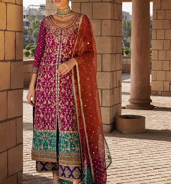 Luxury Handwork Embroidered Chiffon Bridal Maxi Dress 2024 (UnStitched) (CHI-669)