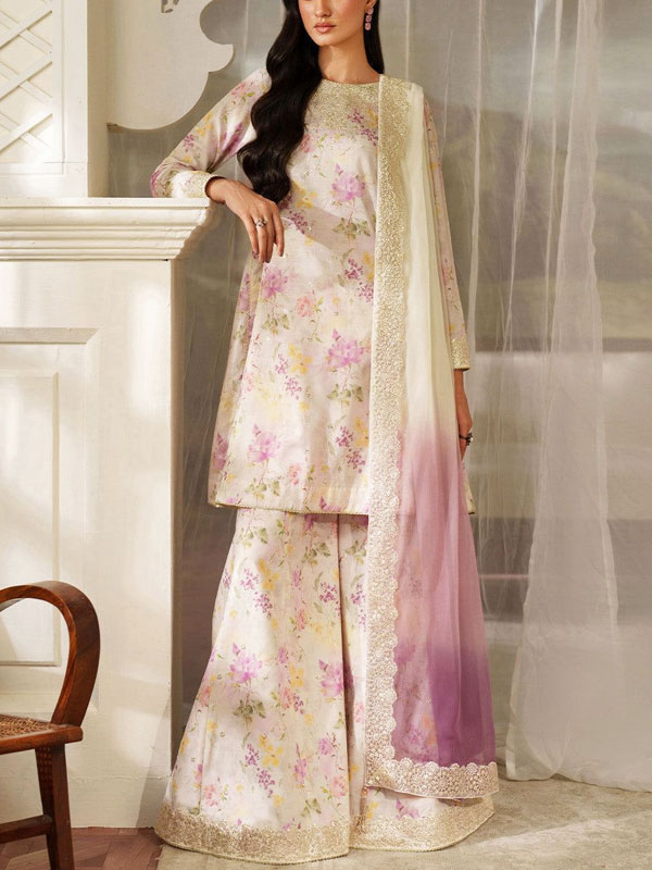 Luxury Printed Lawn Embroidered Dress With Tie & Die Chiffon Embroidered Dupatta (Unstitched) (DRL-2432)