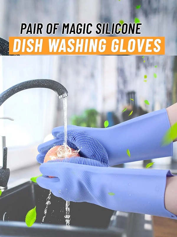Magic Silicone Dish Washing Gloves - Reusable Cleaning Gloves