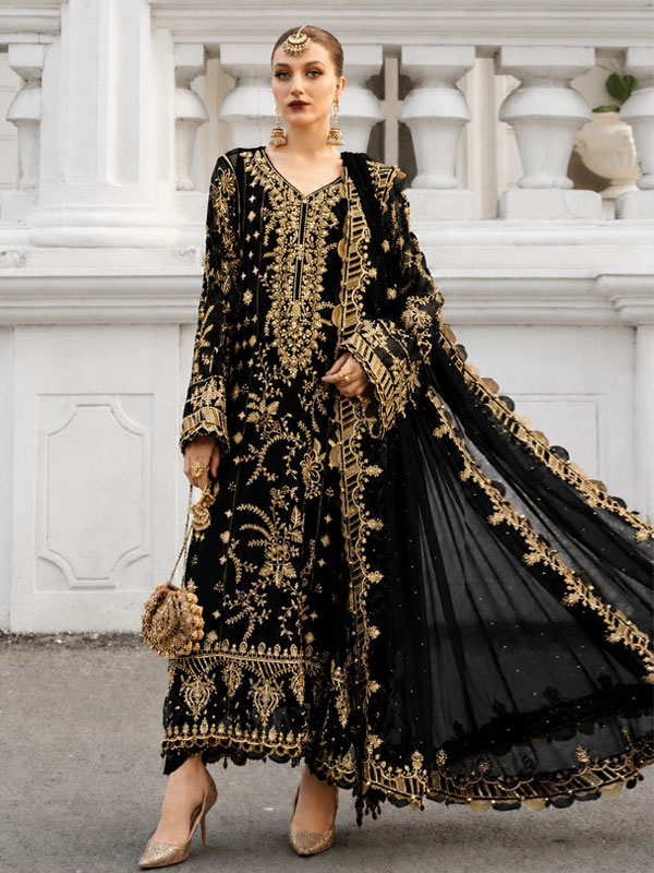 Maria B Unstitched Luxury Chiffon Collection Heavy Embroidered Party Wear Dress With Chiffon Embroidered Dupatta (CHI-1159)