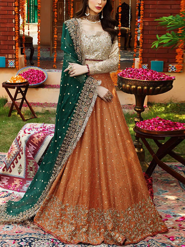 NET Heavy Embroidered Dress With Heavy NET Embroidered Dupatta (Unstitched) (CHI-948)