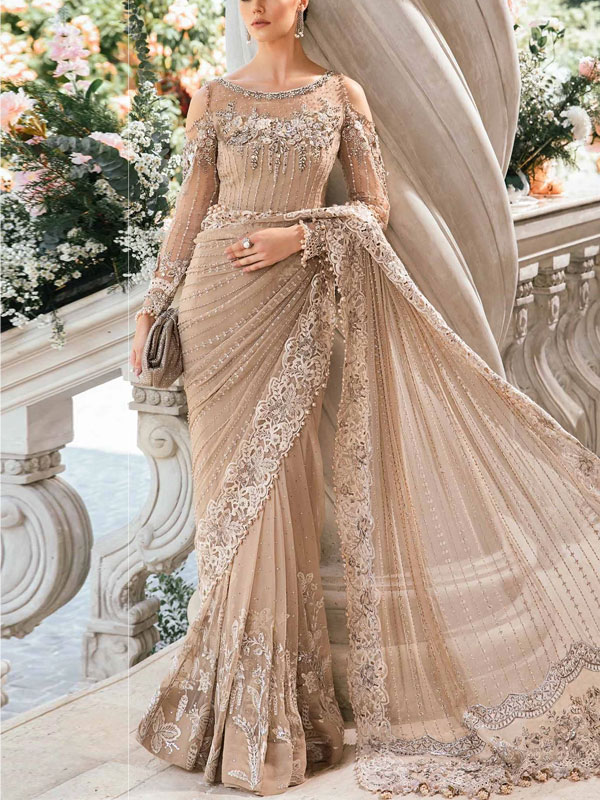 NET Heavy Embroidered Saree (Unstitched) (CHI-973)