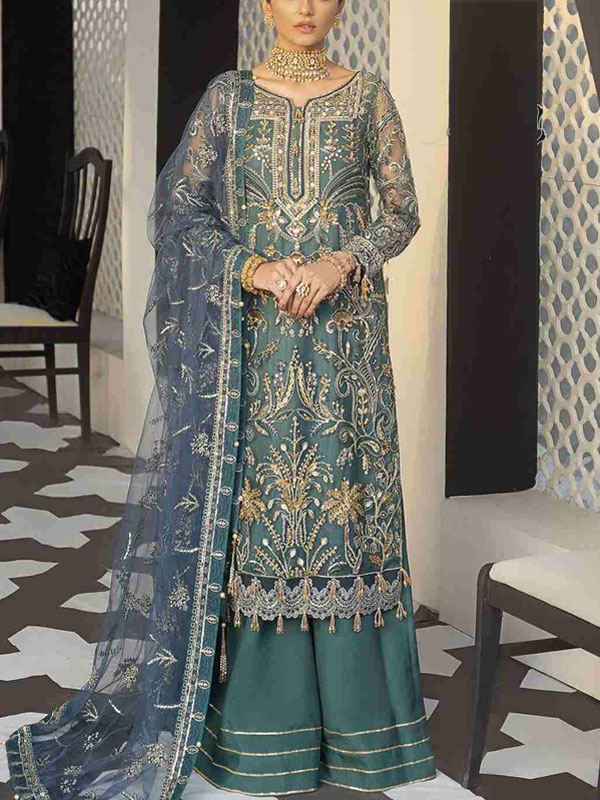 NET Sequence Embroidered Dress With Heavy Embroidered NET Dupatta (Unstitched) (CHI-978)