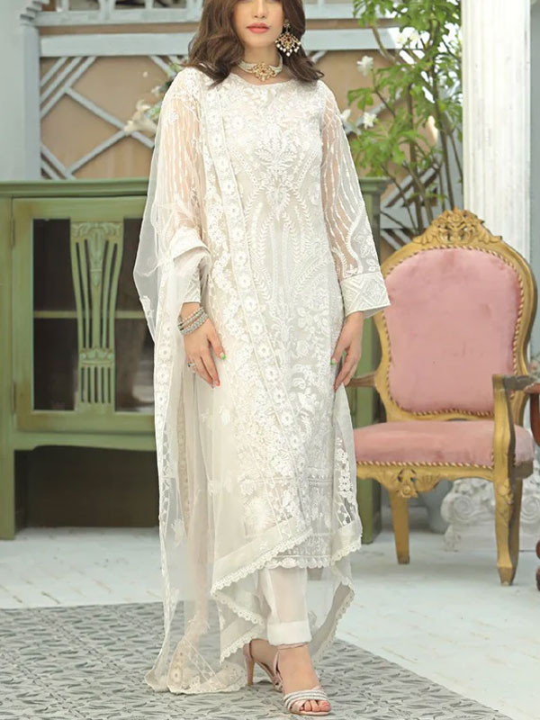 Organza Heavy Embridered Sequence Dress With Embroidered Net Dupatta (Unstitched) (CHI-969)