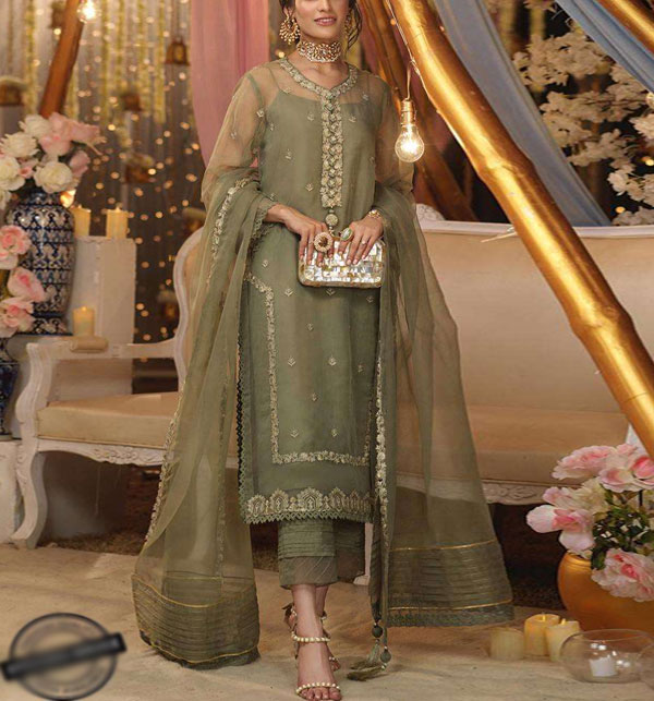 Organza Heavy Embroidered Dress With Organza Embroidered Dupatta (Unstitched) (CHI-915)