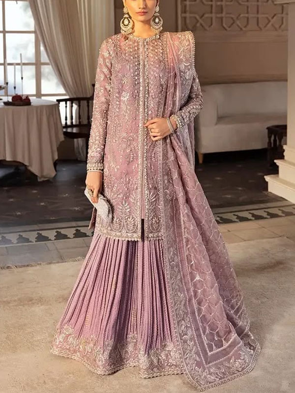 ORGANZA Heavy Hand Work Embroidered Wedding Dress With Organza Heavy Embroidered Dupatta With Inner (Unstitched) (CHI-1107)