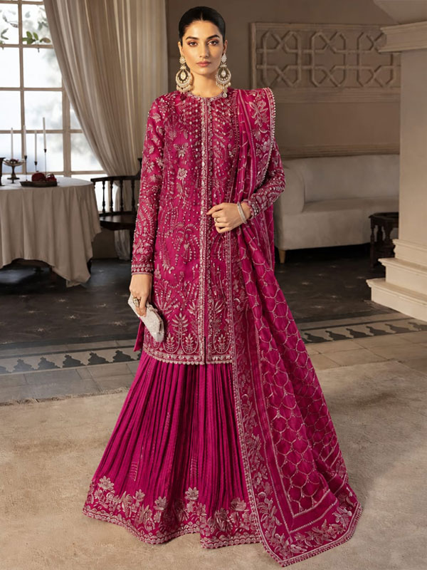 ORGANZA Heavy Hand Work Embroidered Wedding Dress With Organza Heavy Embroidered Dupatta With Inner (Unstitched) (CHI-1114)