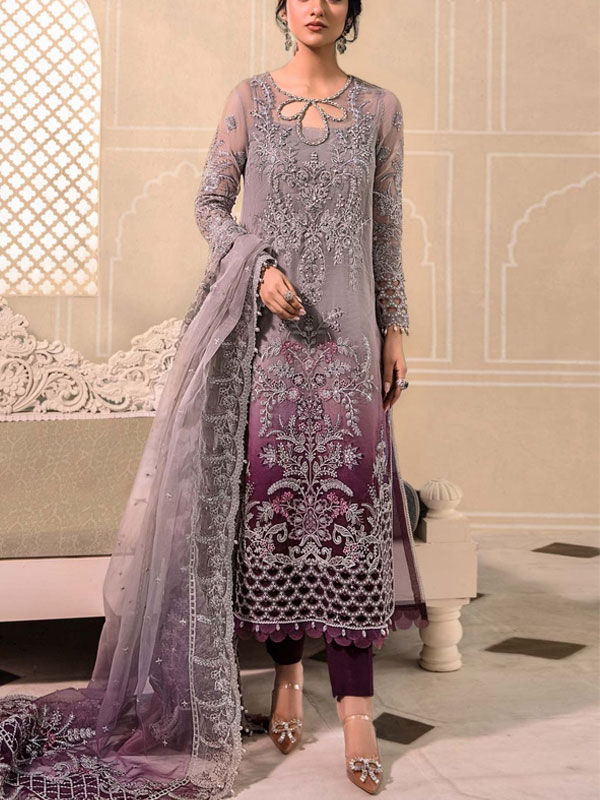 Organza Tie & Die Heavy Embroidered Spengle Dress With Embroidered Slengle Work Dupatta (Unstitched) (CHI-923)