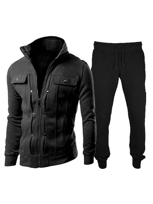 PACK OF 2 - Stylish Men's Fleece Jacket With Black Trouser