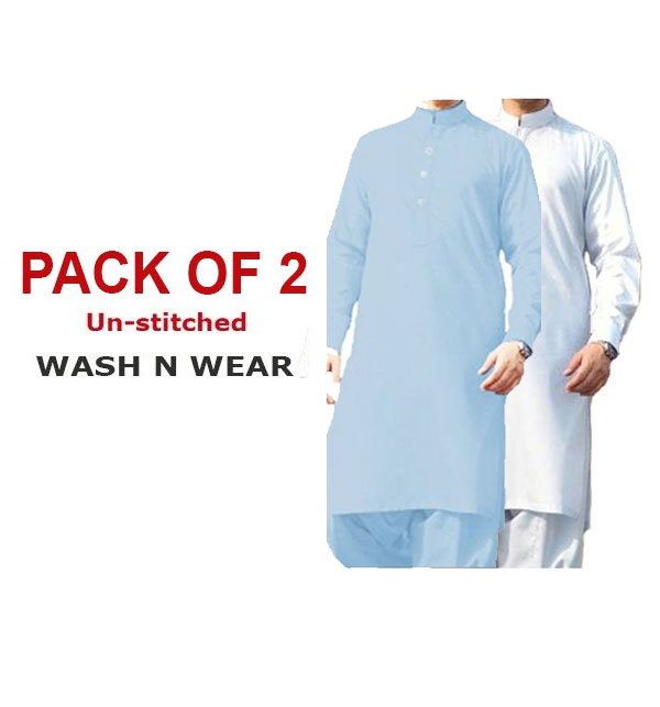 Ramazan Deal Pack of 2 Wash n Wear Boski Men's Shalwar Kameez Unstitched (Deal-102)