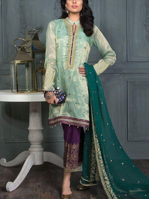 Masoori Embroidered Suit with Chiffon Dupatta Unstitched (CHI-169)