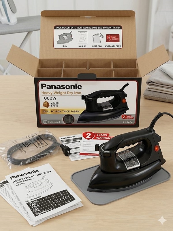 Panasonic Heavy Duty Electric Dry Iron (1000W) | Black Turbo RJ-2404