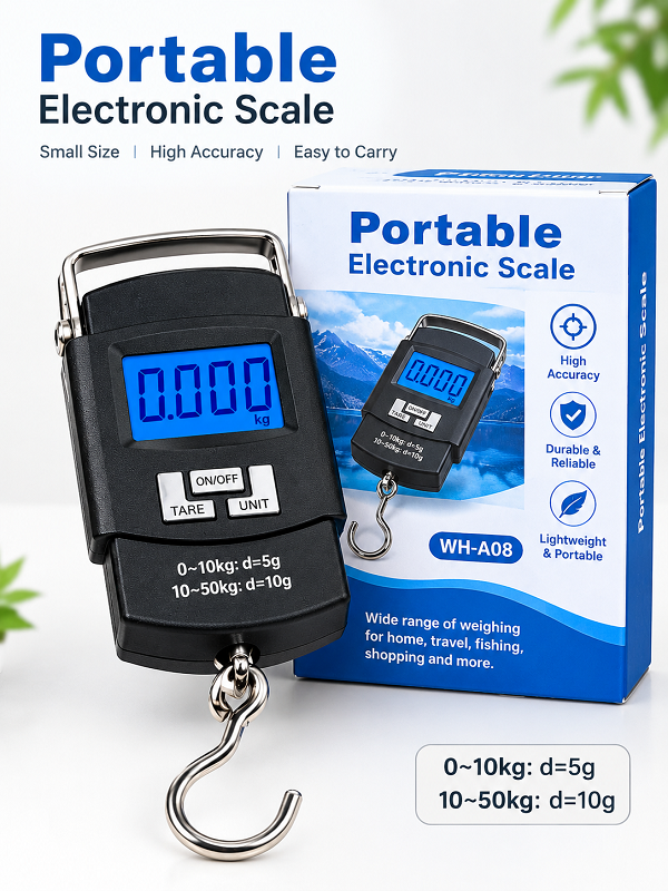 Portable Electronic Hanging Scale – Digital Luggage Scale with Hook
