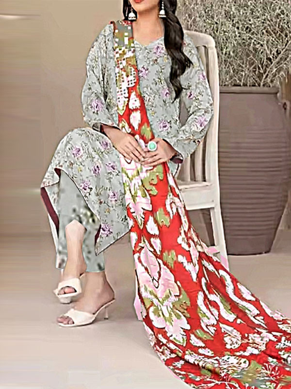 Premium Bana Dora Lawn Digital Printed Dress With Printed Lawn Dupatta (Unstitched) (DRL-2309)