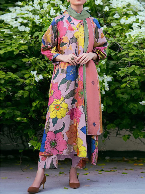 Premium Bana Dora Lawn Digital Printed Dress With Printed Lawn Dupatta (Unstitched) (DRL-2311)