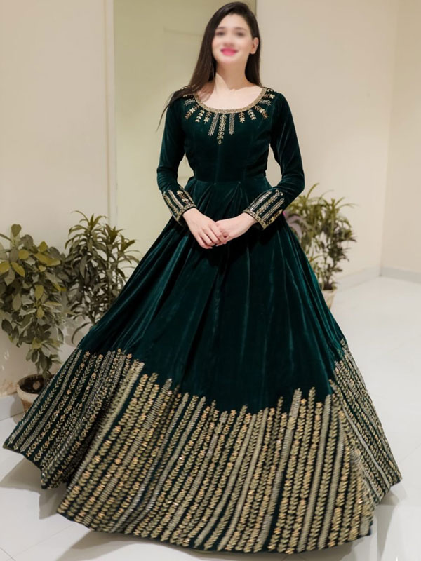 Ready Made Silk Front Back Heavy Embroidery Anarkali Style MAXI (Ghair 100+)  (RM-154)