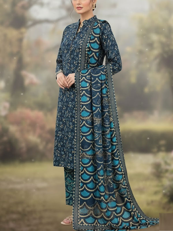 Sapphire 3 PCs Printed Khaddar Dress With Printed Khaddar Dupatta (Unstitched) (KD-270)