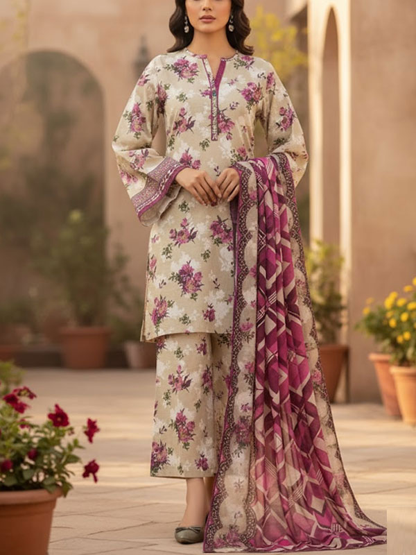 Sapphire 3 PCs Printed Khaddar Dress With Printed Khaddar Dupatta (Unstitched) (KD-272)