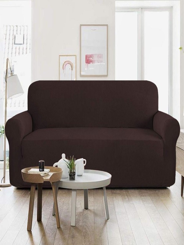 7 Seater Jersey Sofa Cover - Dark Brown (Standard Size 3+2+1+1)