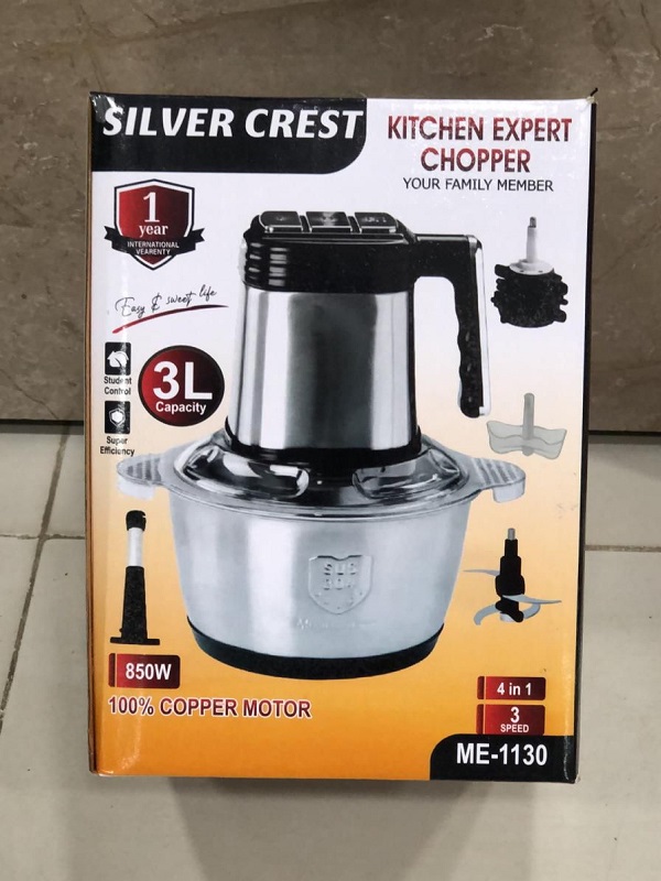 Silver Crest All-in-One 3L,  Electric Vegetable & Meat Chopper, Qeema Machine - Stainless Steel Bowl 
