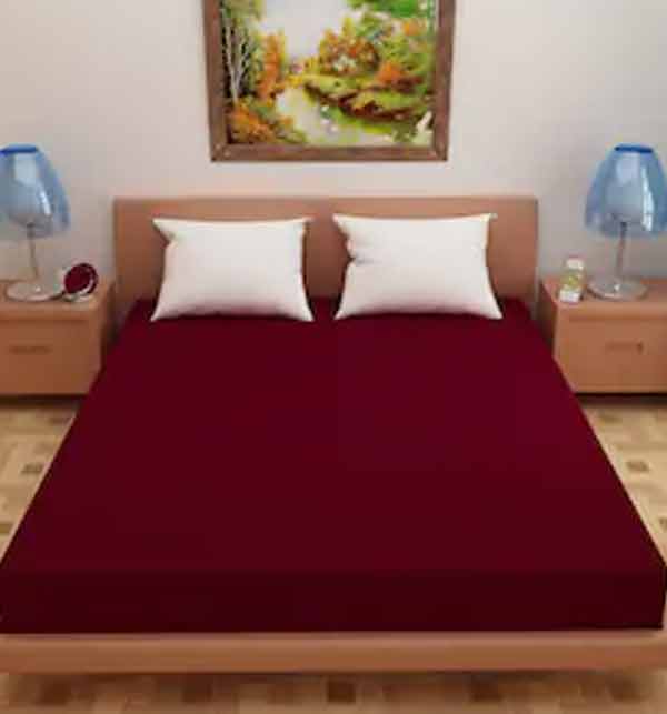 Single Bed Stretch Jersey Fitted Cover - Maroon