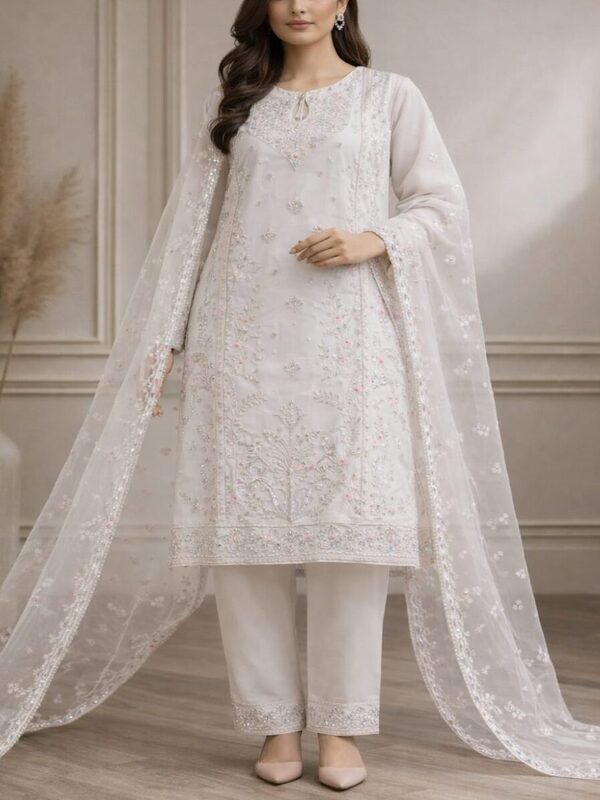 Stitch Organza Heavy Embroidered Dress With Organza Embroidered Dupatta (ST-07)