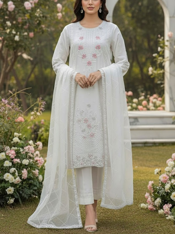 Stitch Organza Heavy Embroidered Dress With Organza Embroidered Dupatta (ST-02)