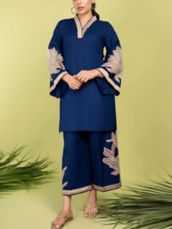 Stitched 2 PCs Linen Embroidered Dress With Linen Embroidered Trouser (RM-164)	