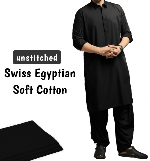 Men's Soft Cotton Shalwar Kameez Unstitched (Swiss-2)